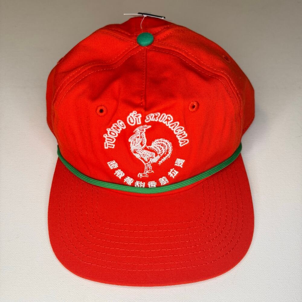Sriracha Snapback Mens Hat Red White Embroidered Mad Engine Rooster Logo